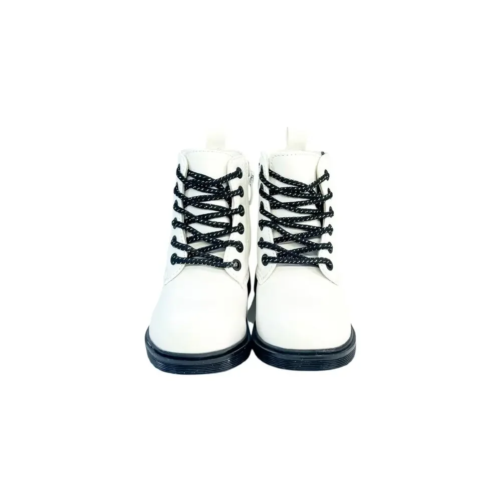 FabKids Girls White Combat Boots Black Glitter Soles Size 13
